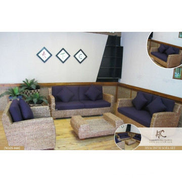 Античный дизайн интерьера диван комплект бытовой мебелью (отеле acasia деревянную раму, водяной гиацинт ручной тканые)